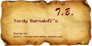 Tordy Barnabás névjegykártya
